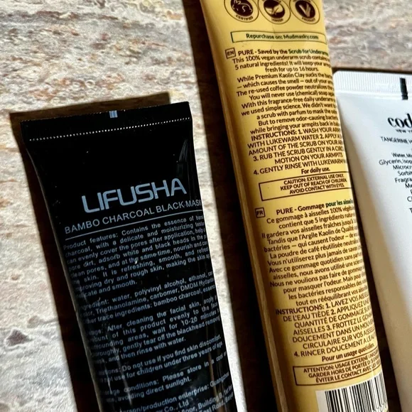 New 3-Piece Pure by Mudmasky scrub for the underarms, Codi lotion & Lifusha mask